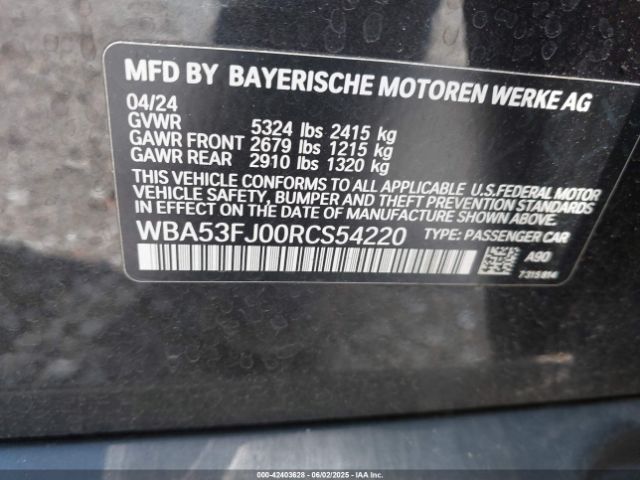 WBA53FJ00RCS54220 BMW 530 I Xdrive