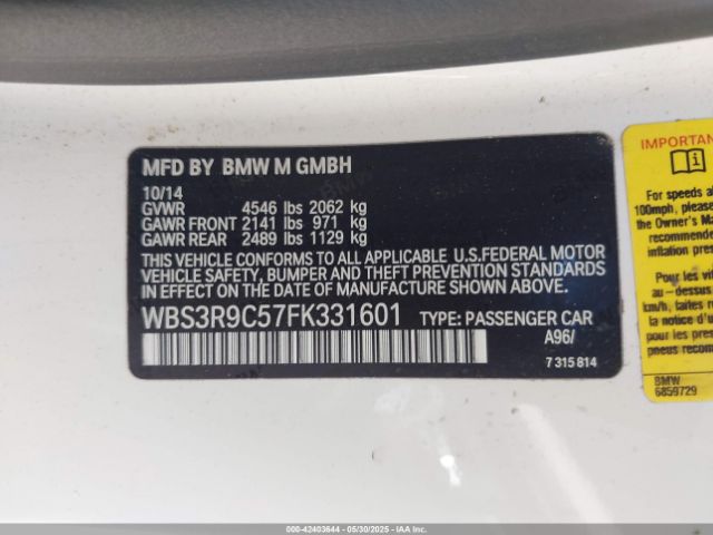 WBS3R9C57FK331601 BMW M4