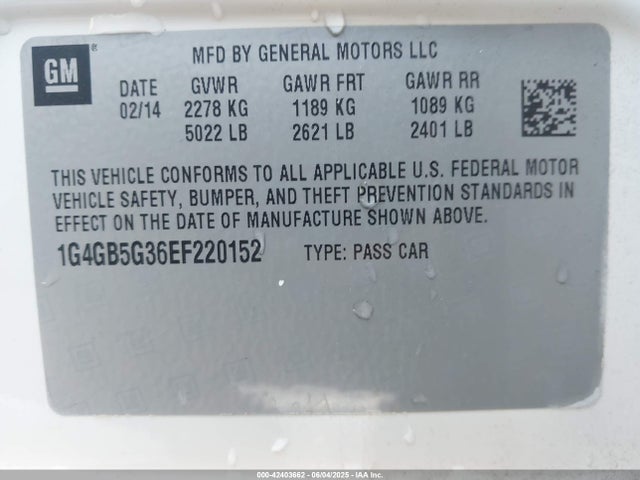 1G4GB5G36EF220152 Buick lfx