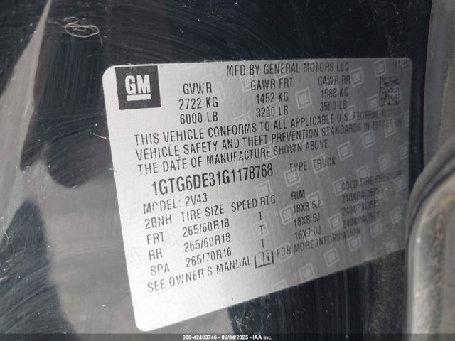 1GTG6DE31G1178768 GMC lfx - sidi, vvt, e85 max, aluminum