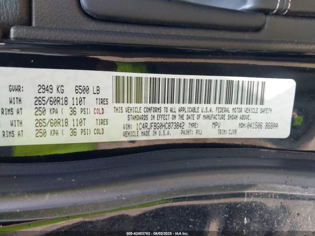 2017 JEEP GRAND CHEROKEE 1C4RJFBG0HC873842 Photo 8