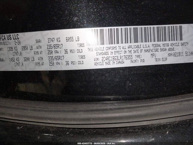 2C4RC1BG3LR176355 Chrysler Pacifica