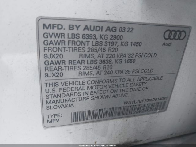 2022 AUDI Q7 WA1LJBF70ND014081 Photo 8