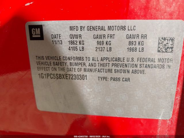 2014 CHEVROLET CRUZE 1G1PC5SBXE7230301 Photo 8