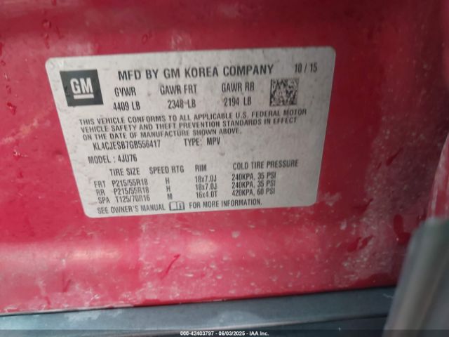 2016 BUICK ENCORE KL4CJESB7GB556417 Photo 8