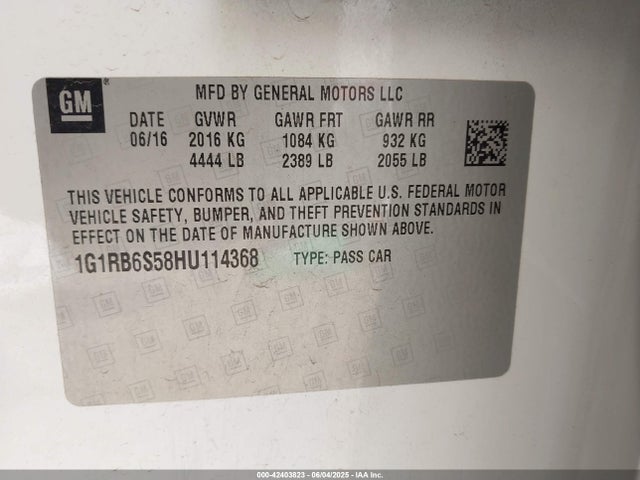 1G1RB6S58HU114368 Chevrolet l3a - di: direct injectio, vvt: variable valve timing, hybrid, gen 1