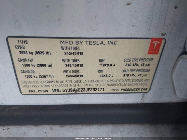 2018 TESLA MODEL S 5YJSA1E23JF292171 Photo 8