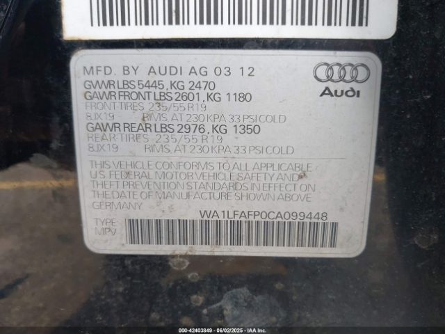 2012 AUDI Q5 WA1LFAFP0CA099448 Photo 8