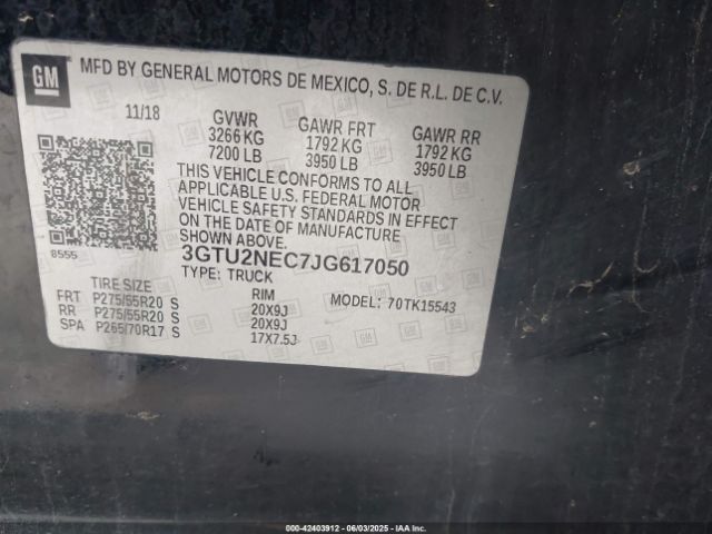 3GTU2NEC7JG617050 GMC Sierra 1500 Slt