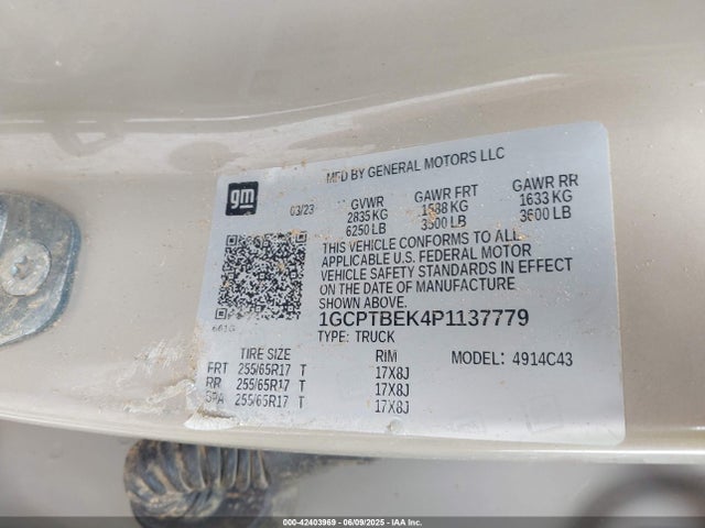 1GCPTBEK4P1137779 Chevrolet l3b