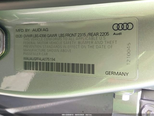 2020 AUDI A3 WAUAUGFF4LA075194 Photo 8