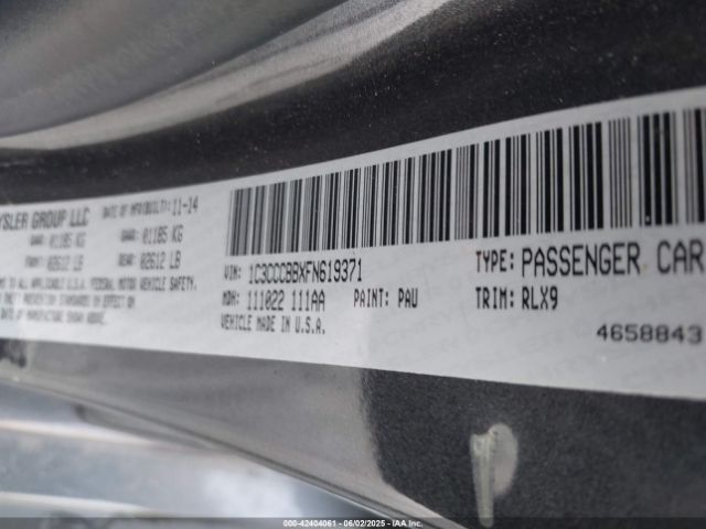 2015 CHRYSLER 200 1C3CCCBBXFN619371 Photo 8