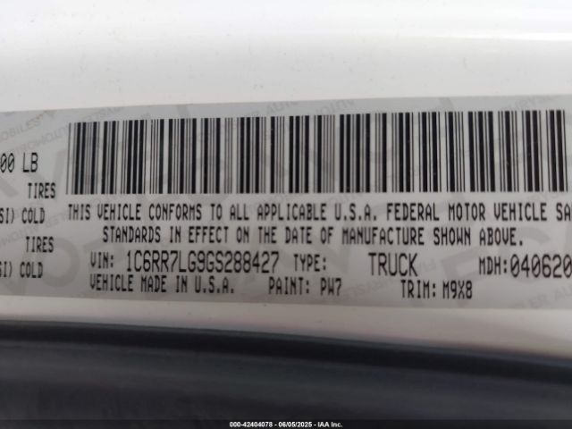 1C6RR7LG9GS288427 RAM 1500 Big Horn