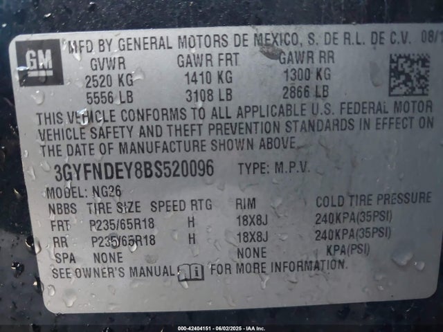 2011 CADILLAC SRX 3GYFNDEY8BS520096 Photo 8