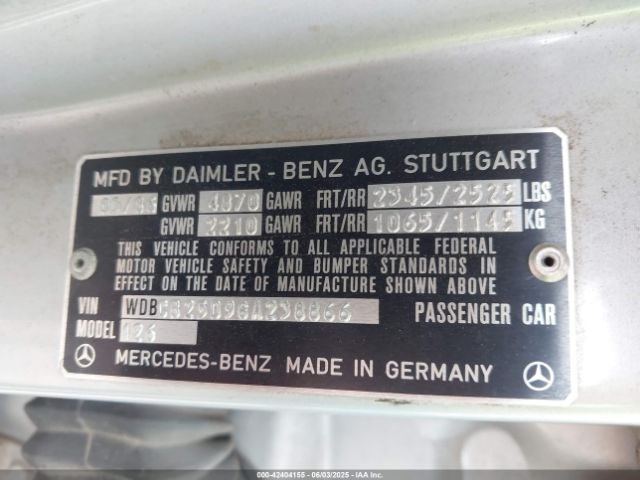 1986 MERCEDES-BENZ 300 WDBCB25D9GA238866 Photo 8
