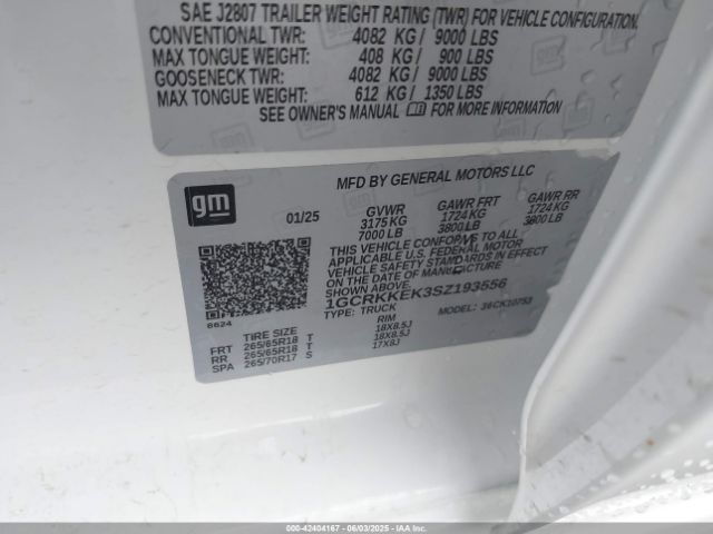 2025 CHEVROLET SILVERADO 1500 1GCRKKEK3SZ193556 Photo 8