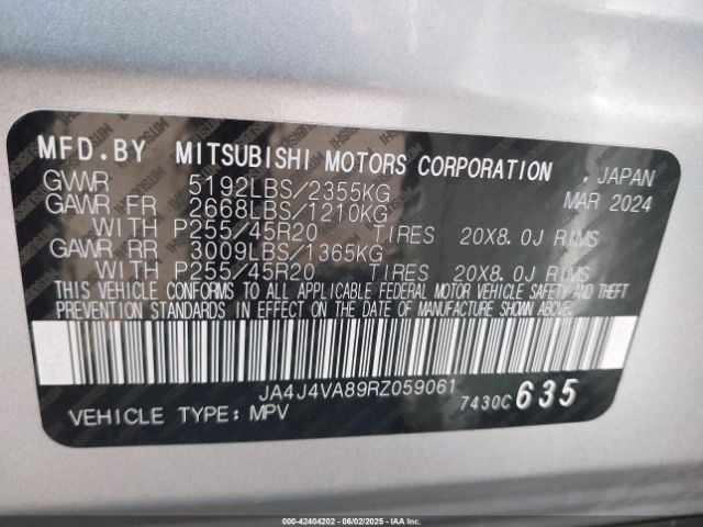 2024 MITSUBISHI OUTLANDER JA4J4VA89RZ059061 Photo 8
