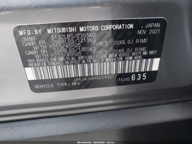 2022 MITSUBISHI OUTLANDER JA4J4UA84NZ048277 Photo 8
