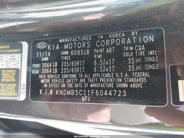 KIA SEDONA LX 2015 KNDMB5C11F6044723 Image 9
