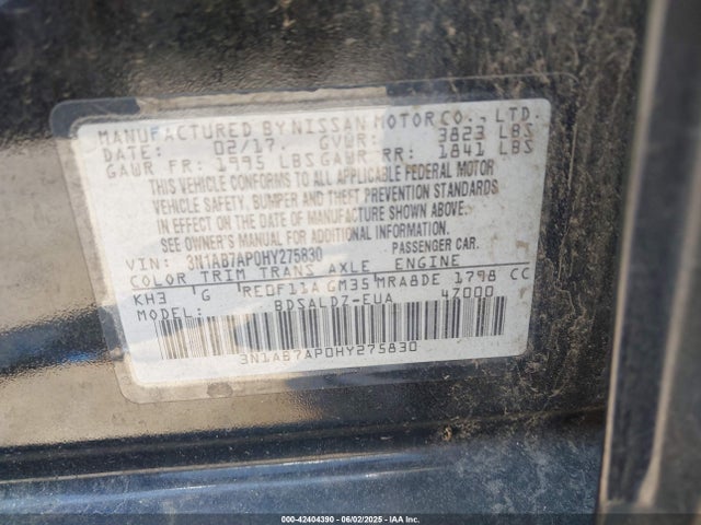 3N1AB7AP0HY275830 Nissan Sentra