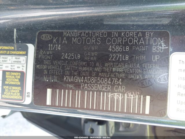 KNAGN4AD8F5084764 KIA Optima Hybrid Ex