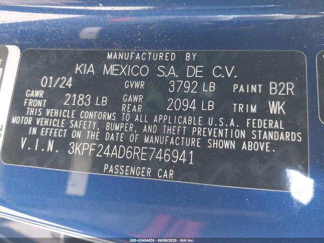 3KPF24AD6RE746941 KIA mpi nu