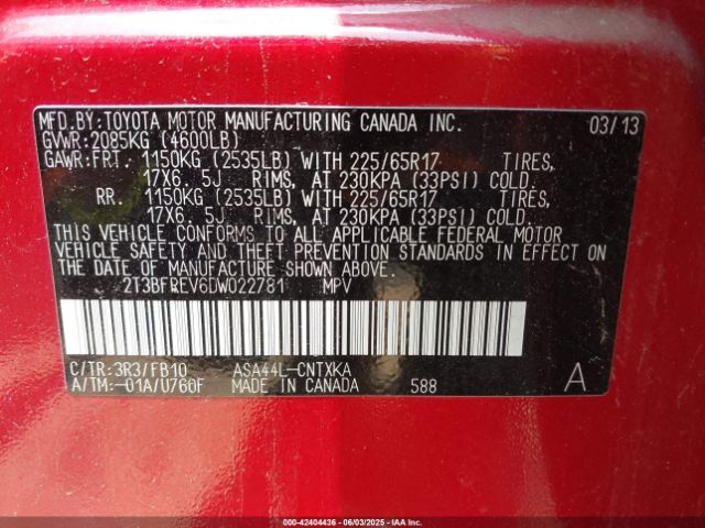2013 TOYOTA RAV4 2T3BFREV6DW022781 Photo 8