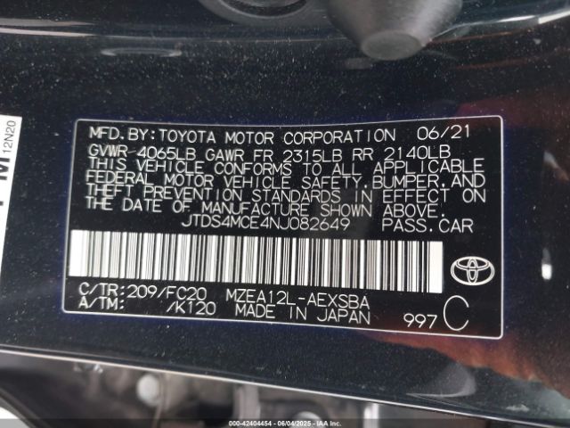 JTDS4MCE4NJ082649 Toyota m20a-fks