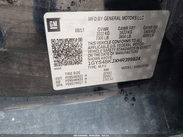 2017 CADILLAC ESCALADE 1GYS4BKJXHR399824 Photo 8