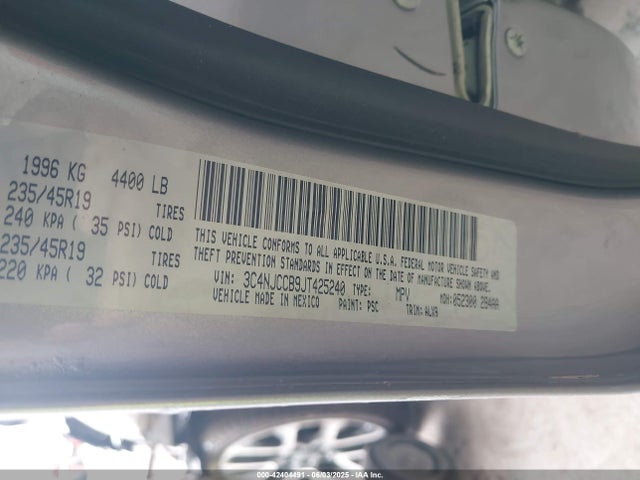 2018 Jeep Compass Limited Fwd მანქანა იყიდება აუქციონზე, vin: 3C4NJCCB9JT425240, აუქციონის ნომერი: 42404491
