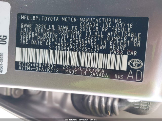2T1BURHE3GC595427 Toyota 2zr-fe