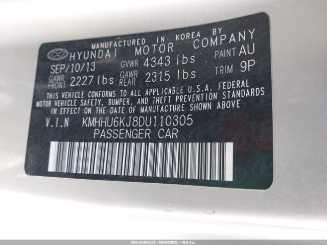 2013 HYUNDAI GENESIS KMHHU6KJ8DU110305 Photo 8
