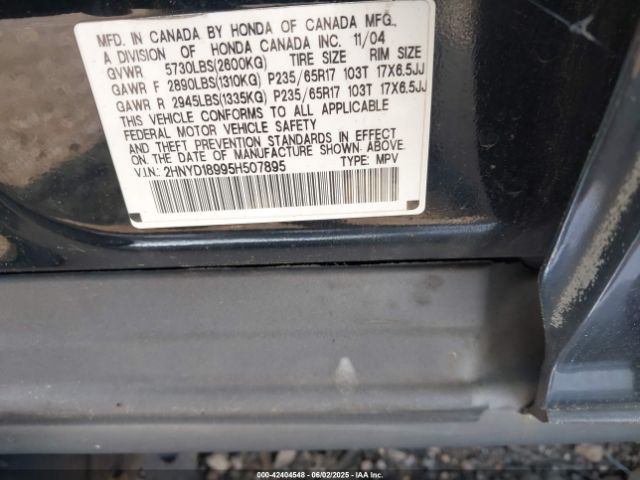 2005 ACURA MDX 2HNYD18995H507895 Photo 8