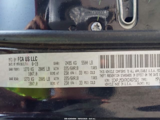 1C4PJMDX7KD467521 Jeep Cherokee Limited 4x4