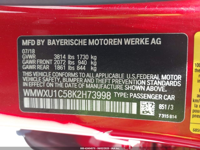 WMWXU1C58K2H73998 Mini Hardtop