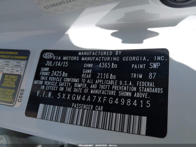 5XXGM4A7XFG498415 KIA dohc gdi theta ii