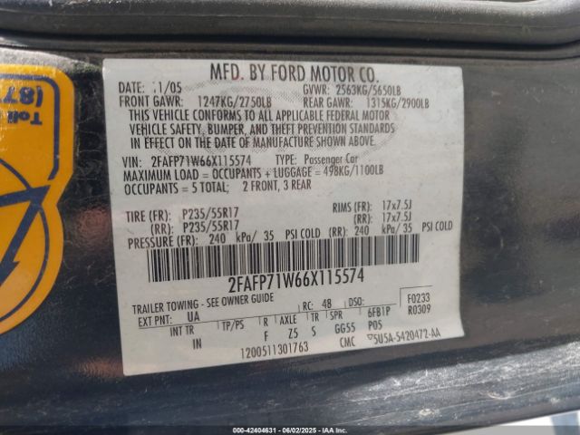 2006 FORD CROWN VICTORIA 2FAFP71W66X115574 Photo 8