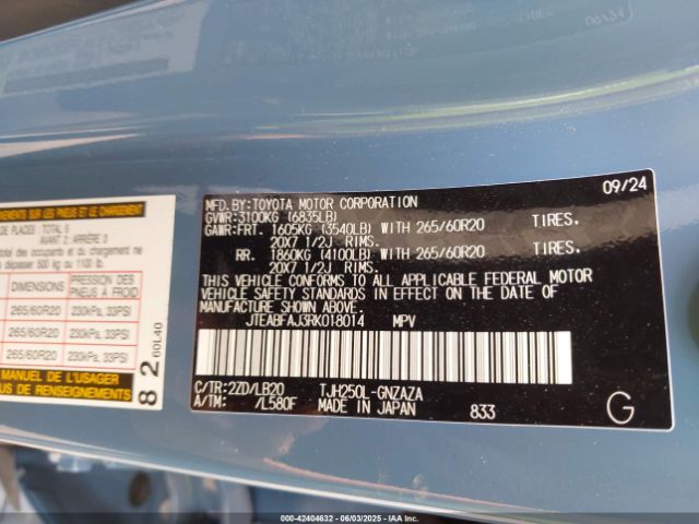 2024 TOYOTA LAND CRUISER JTEABFAJ3RK018014 Photo 8