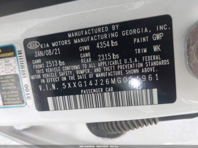 2021 KIA K5 5XXG14J26MG054961 Photo 8