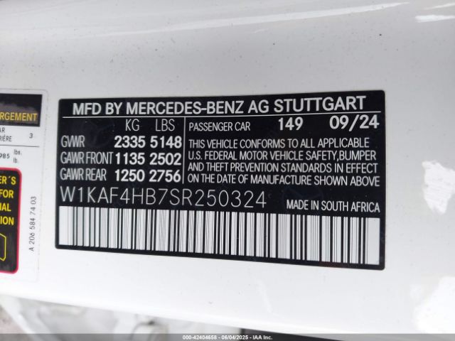W1KAF4HB7SR250324 Mercedes-Benz C 300