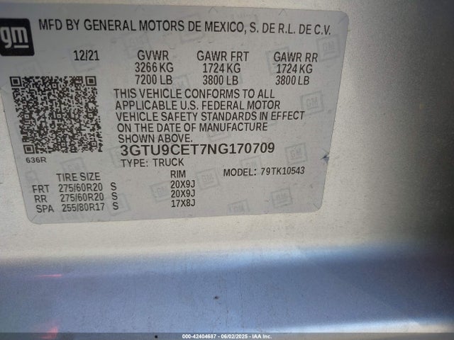 3GTU9CET7NG170709 GMC Sierra 1500 Limited 4wd  Short Box Elevation
