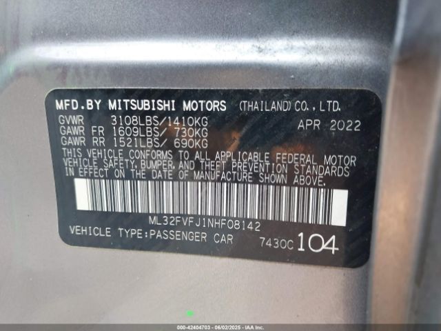 2022 MITSUBISHI MIRAGE G4 ML32FVFJ1NHF08142 Photo 8