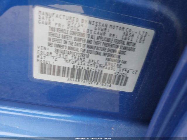 3N1AB7AP0EY278318 Nissan 2014
