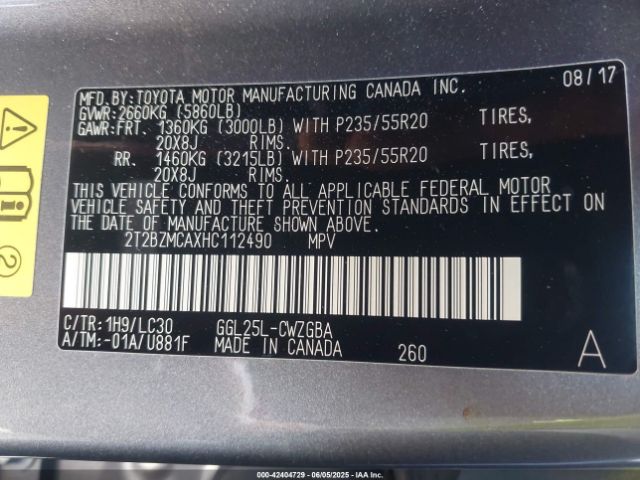 2017 LEXUS RX 350 2T2BZMCAXHC112490 Photo 8