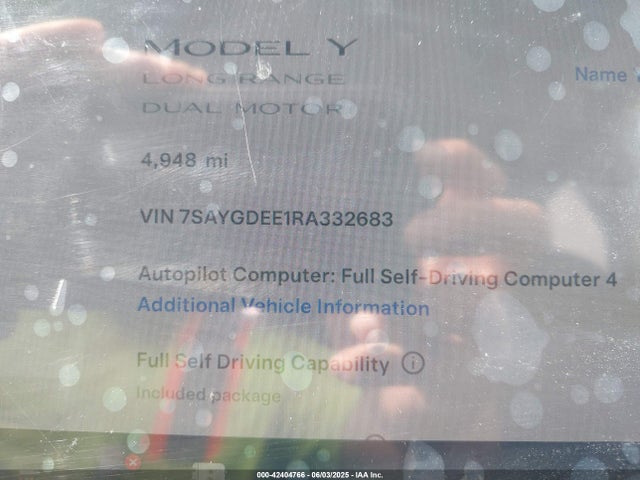 7SAYGDEE1RA332683 Tesla Model Y