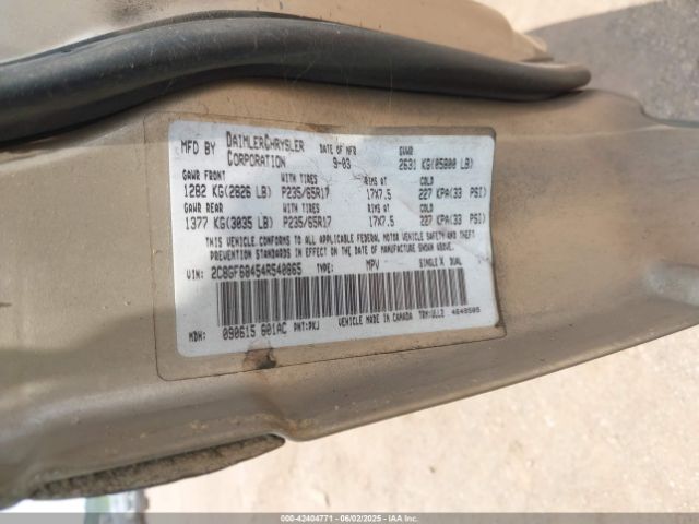 2004 CHRYSLER PACIFICA 2C8GF68454R540865 Photo 8