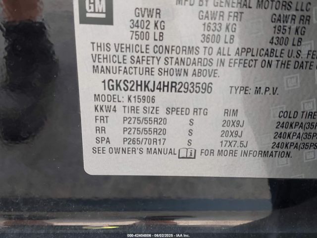 2017 GMC YUKON XL 1GKS2HKJ4HR293596 Photo 8