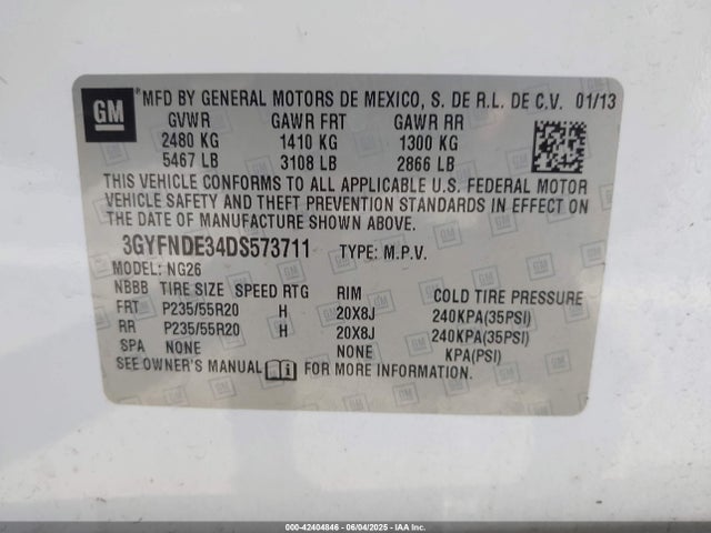 2013 CADILLAC SRX 3GYFNDE34DS573711 Photo 8