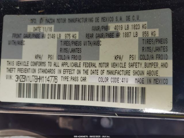 3MZBN1U78HM114776 Mazda Mazda3 Sport