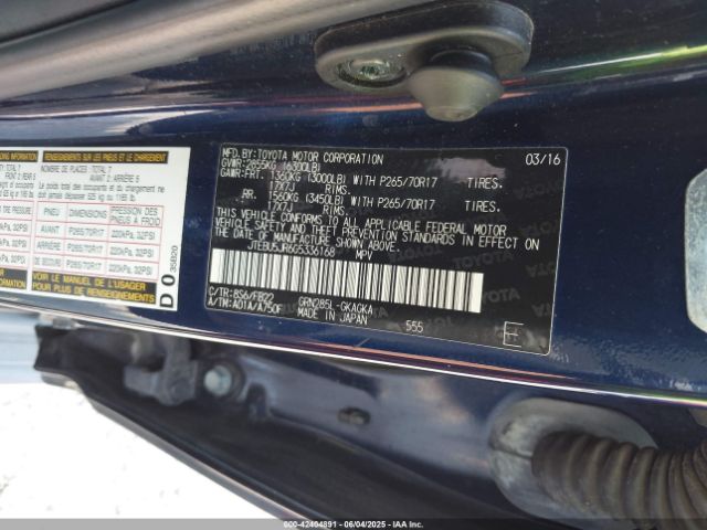 2016 TOYOTA 4RUNNER JTEBU5JR6G5336168 Photo 8